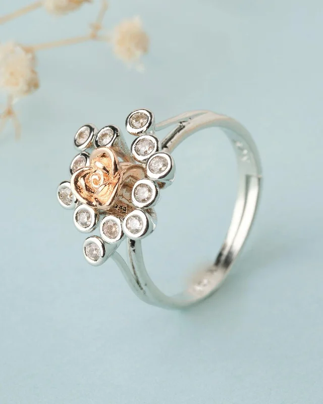 925 Sterling Silver Beautiful Rose Ring R01595