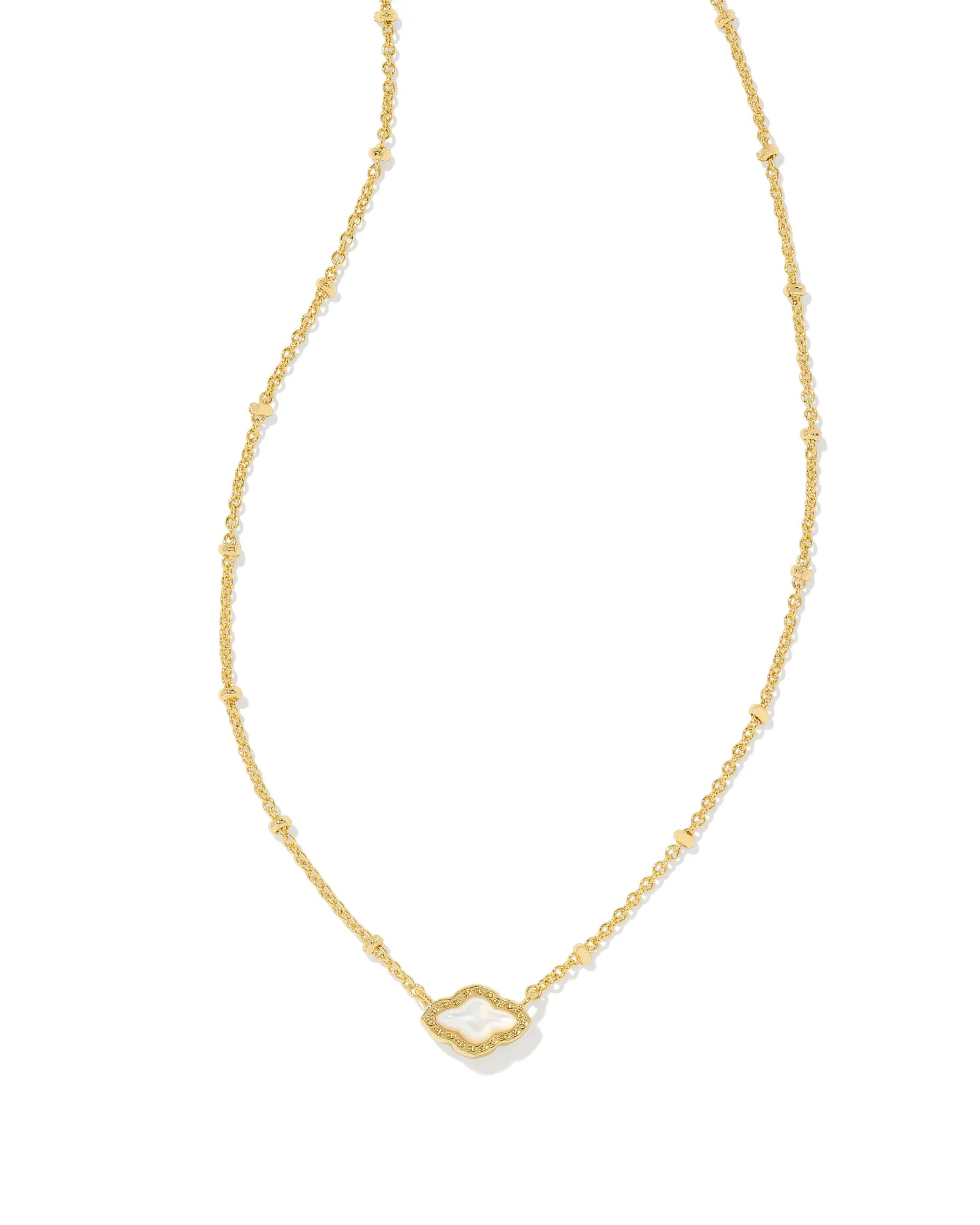 Kendra Scott | Mini Abbie Gold Short Pendant Necklace in Ivory Mother of Pearl