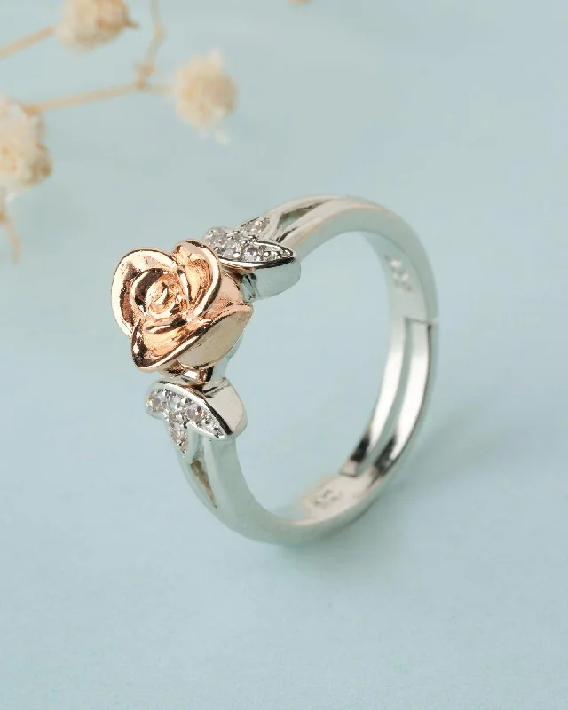 925 Sterling Silver Beautiful Rose Ring R01592