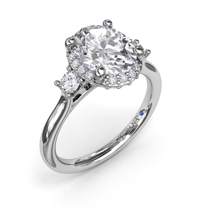 Fana Diamond Halo Engagement Ring in 14K White Gold