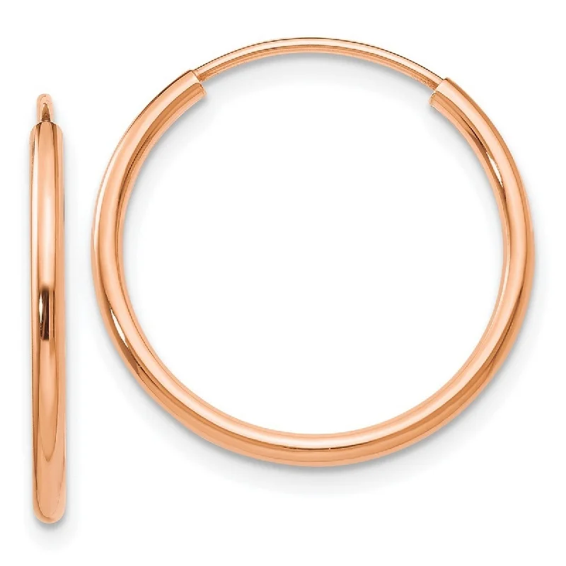 Curata 10k Rose Gold Polished Endless Tube Hoop Earrings - 20x20mm