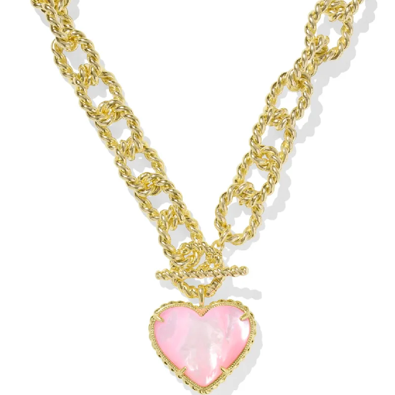 Kendra Scott | Haisley Heart Gold Statement Necklace in Blush Ivory Mother-of-Pearl