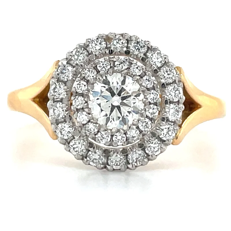 Kelly - 18ct Rose Gold Earth Grown Round Brilliant Double Halo Split Shoulder 0.71ct Diamond Engagement Ring