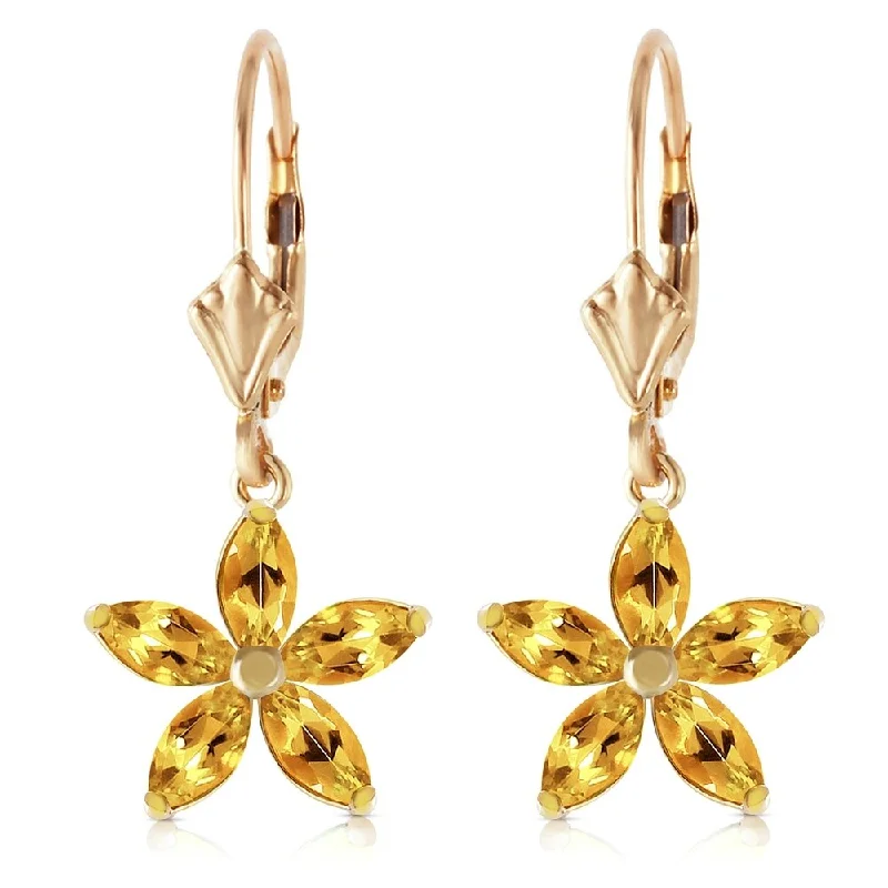 2.8 Carat 14K Solid Gold Starglow Citrine Earrings