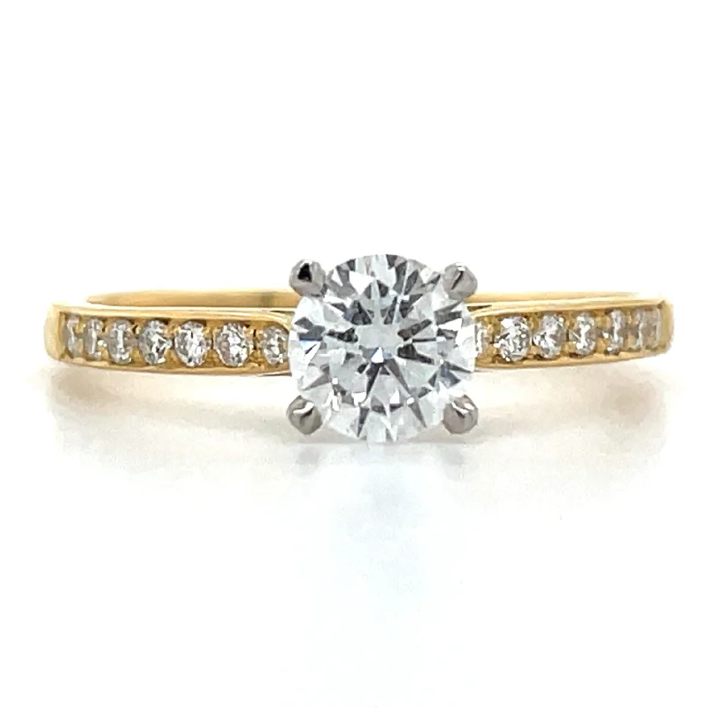 Laoise - 18ct Yellow Gold 0.66ct Laboratory Grown Round Solitaire Engagement Ring With Pavé Set Shoulders