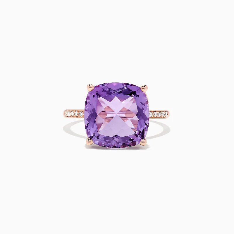 14K Rose Gold Amethyst and Diamond Ring, 6.65 TCW