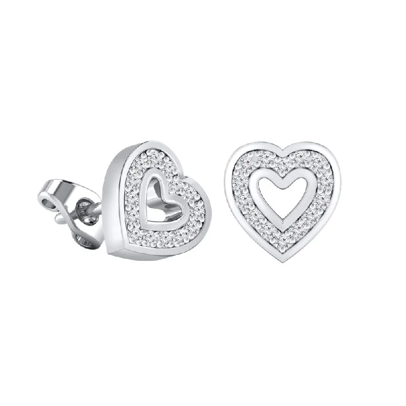 Auriya 0.12ctw Heart Shaped Micro-Pave Accent Diamond Stud Earrings 14K Gold