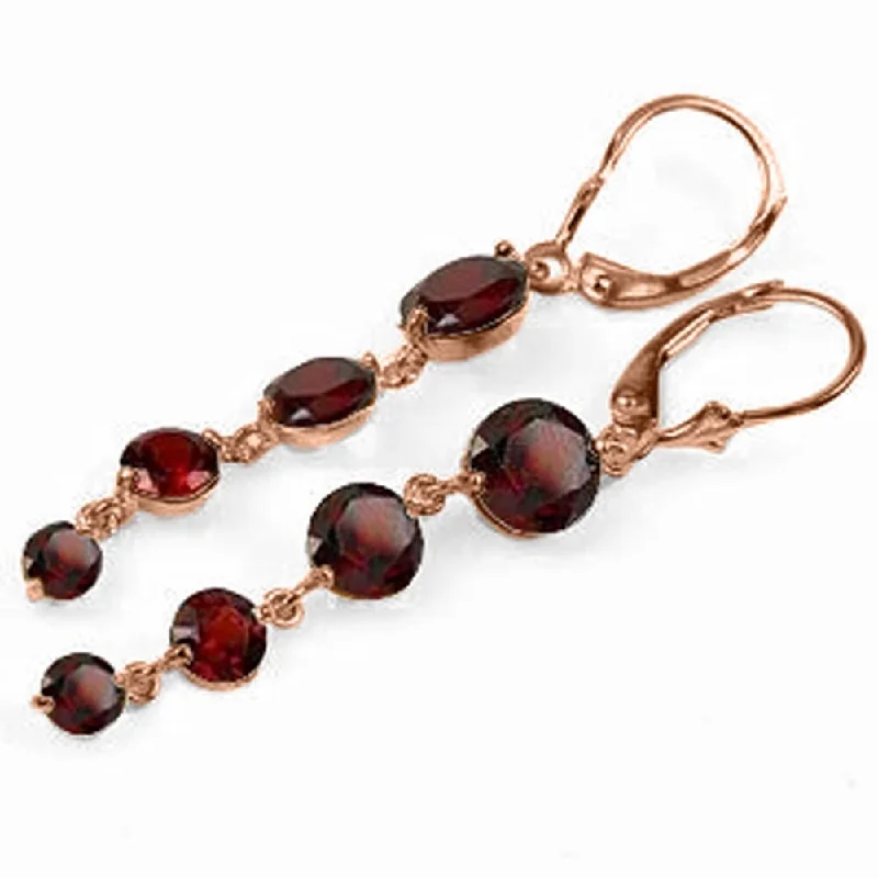 7.8 CTW 14K Solid Rose Gold Chandelier Earrings Natural Garnet