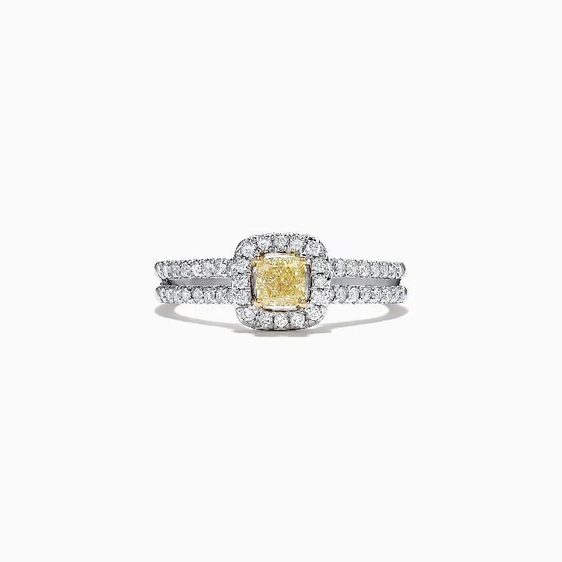 Canare 18K Two-Tone Gold Yellow and White Diamond Ring, 0.72 TCW