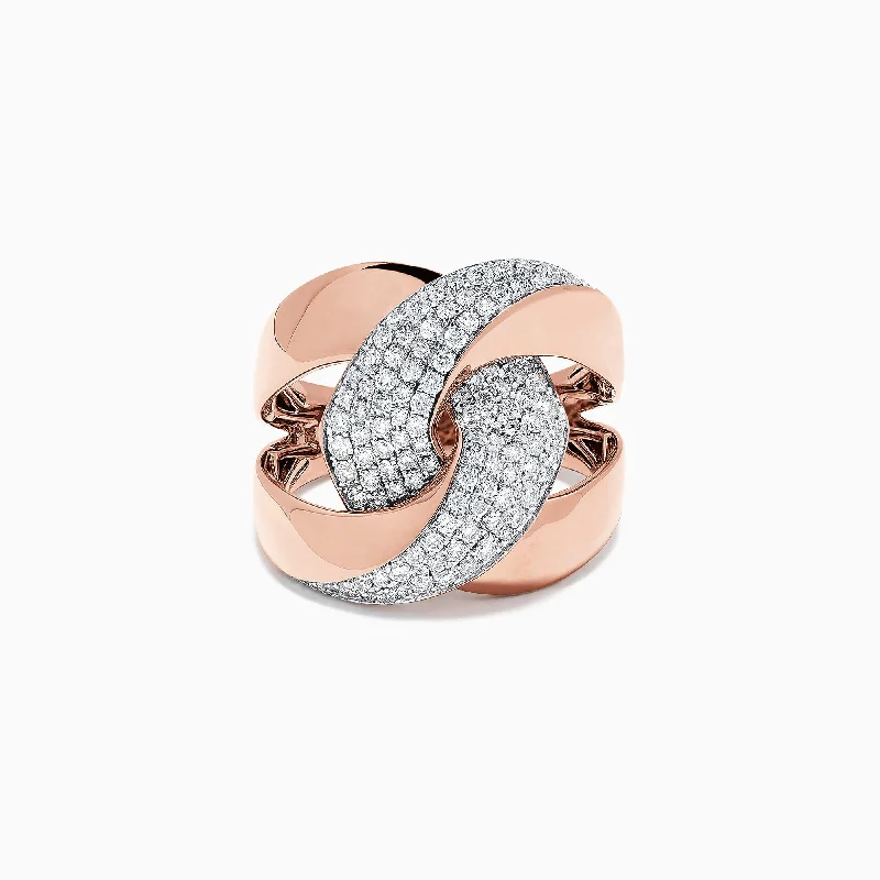 Pave Rose 14K Rose Gold Diamond Ring, 0.83 TCW