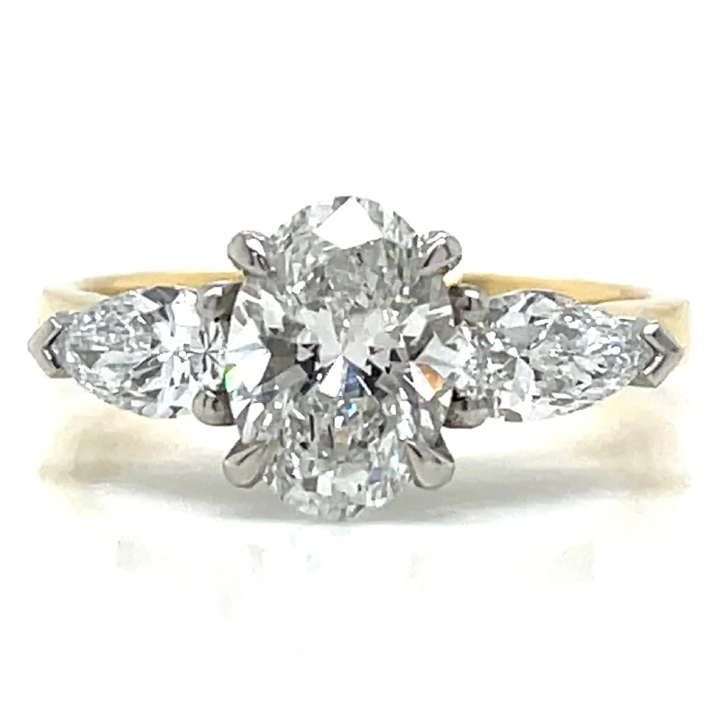 Daniela - 18ct Yellow Gold Laboratory Grown 1.82ct Pear And Oval Three Stone Diamond Ring