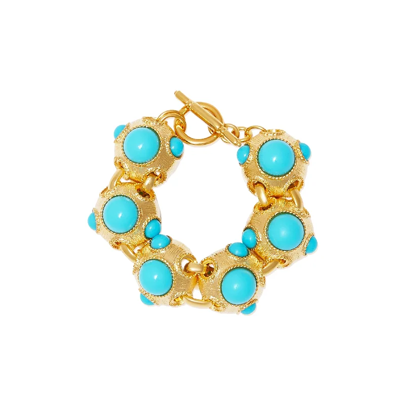 Satin Gold & Turquoise Center Bracelet