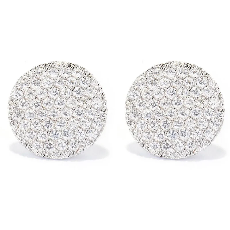 Sterling Silver 2 1/4ct TGW Pave-set White Zircon Circle Earrings