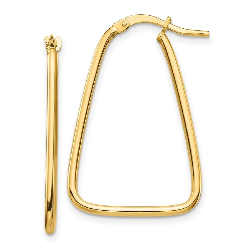 Curata 14k Yellow Gold Polished Triangle Dangle Hoop Earrings - 30x20mm