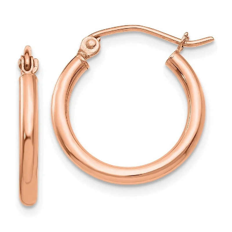 Curata 14k Rose Gold Polished Lightweight Tube Hoop Earrings - 19x18.25mm