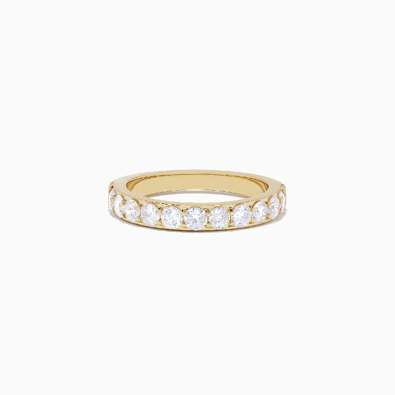 D'Oro 14K Yellow Gold Prong Set Diamond Band, 1.00 TCW