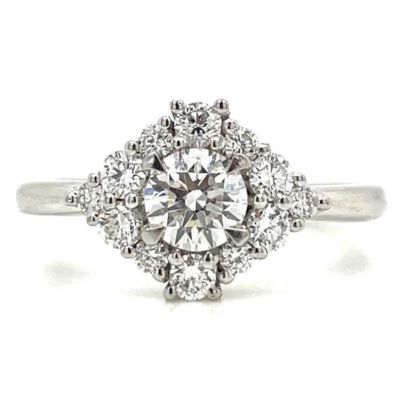 Roberta - Platinum Round Brilliant Centre Cluster Earth Grown Diamond Engagement Ring