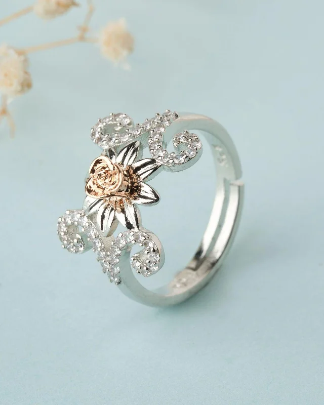 925 Sterling Silver Beautiful Rose Ring R01591