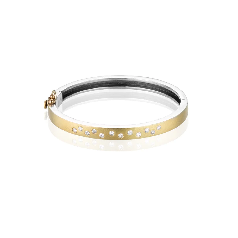 Rene Escobar Diamond Sparkle Yellow Gold Cuff Bracelet