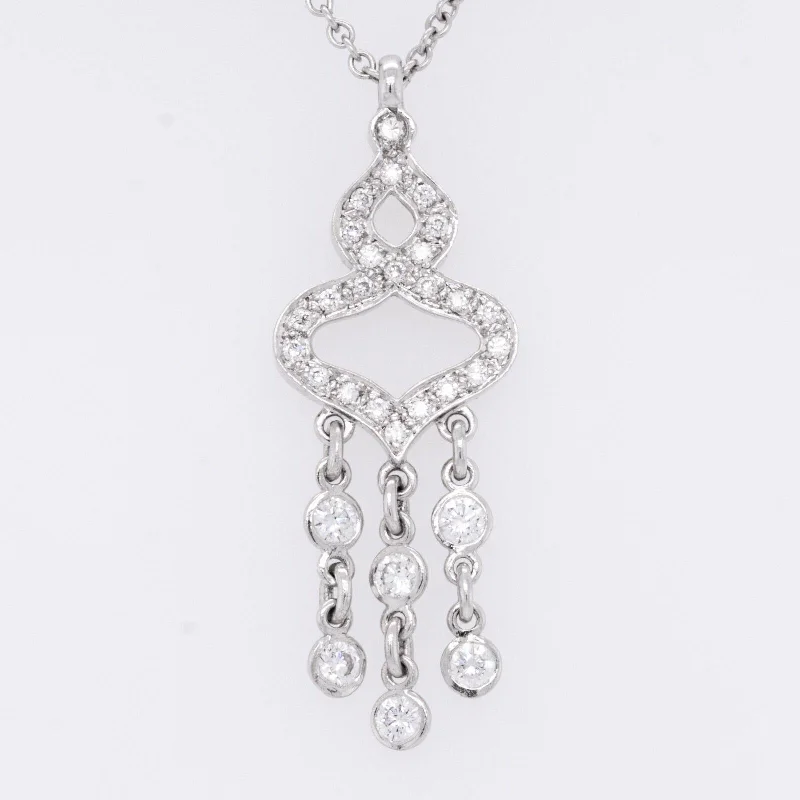 18k White Gold Diamond Chandelier Dangling Pendant Necklace 0.90ctw G VS2 15.5"