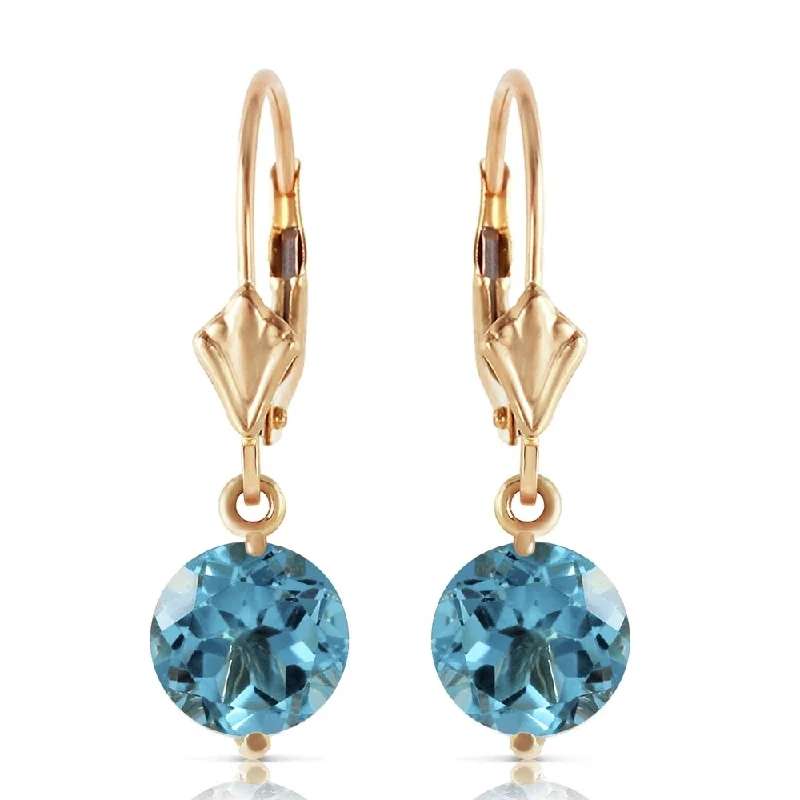 3.1 CTW 14K Solid Gold Prettygirl Blue Topaz Earrings