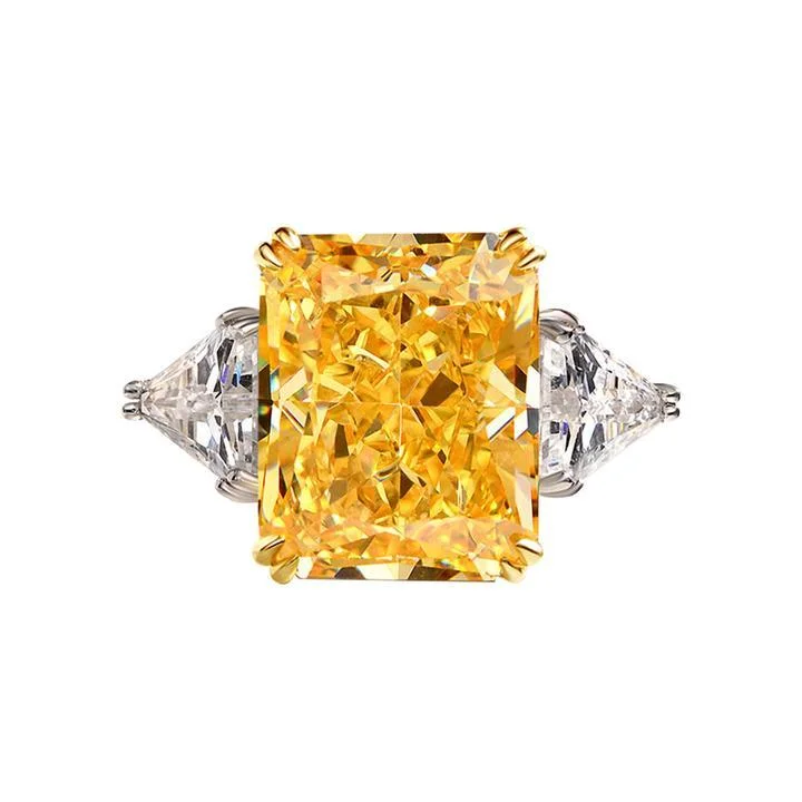 Vintage Emerald Cut Fancy Yellow Engagement Ring