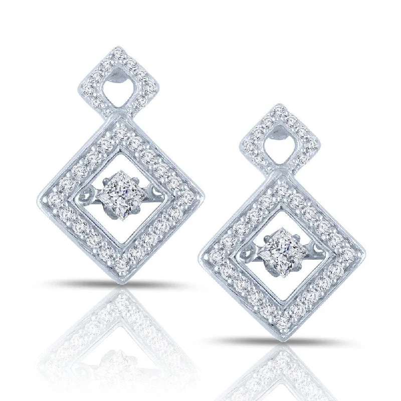 Auriya 14k White Gold 1/2ct TDW 'Dancing Stone' Princess Diamond Earrings