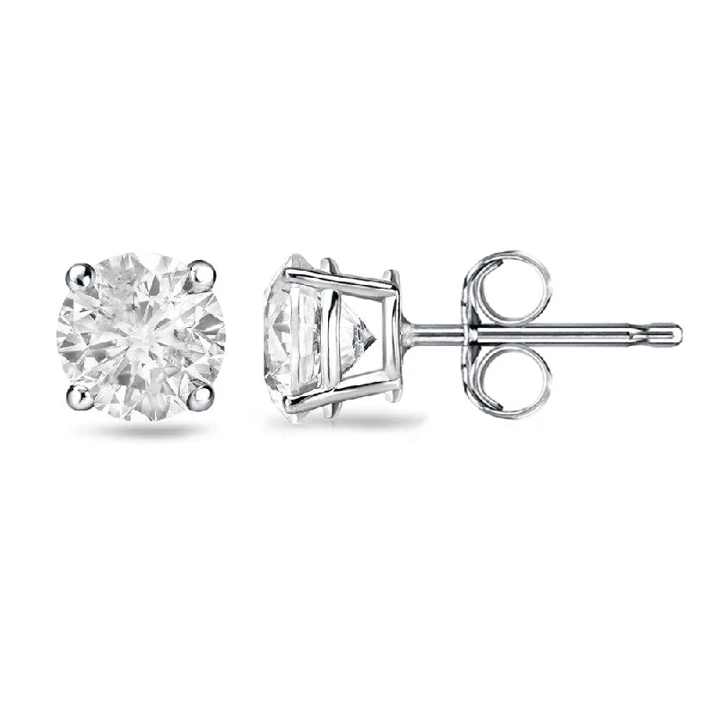 18k Gold 1 1/4ct TW Clarity Enhanced Round Solitaire Diamond Stud Earrings (H-I, I2-I3)