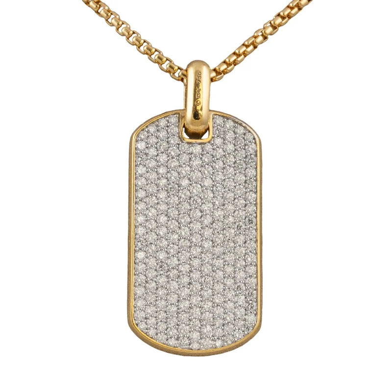 David Yurman 18k Yellow Gold Diamond Chevron Tag 42mm 5.66ctw 24" Chain $24,450