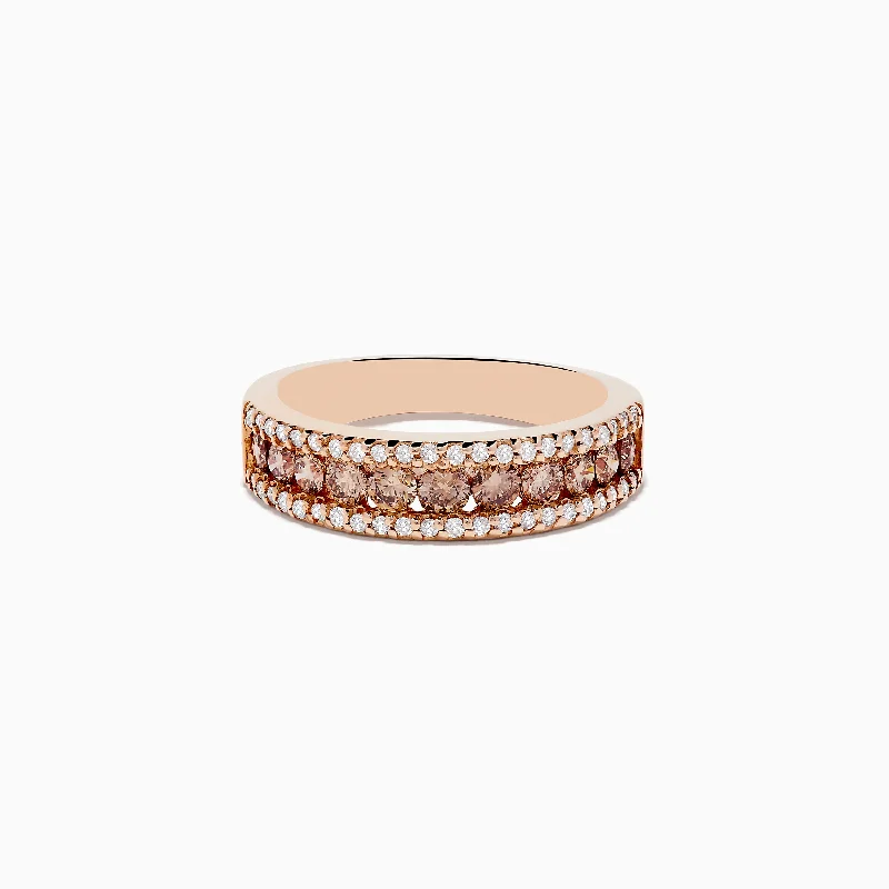 14K Rose Gold Espresso and White Diamond Ring, .89 TCW