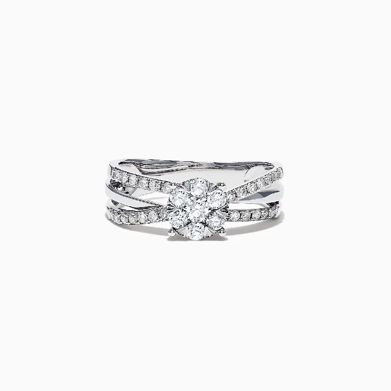 Bouquet 14K White Gold Diamond Crossover Cluster Ring, 0.39 TCW