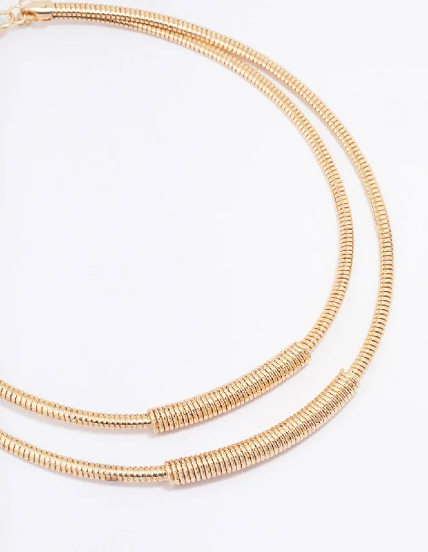 Gold Snake Chain Duo Layered Necklace