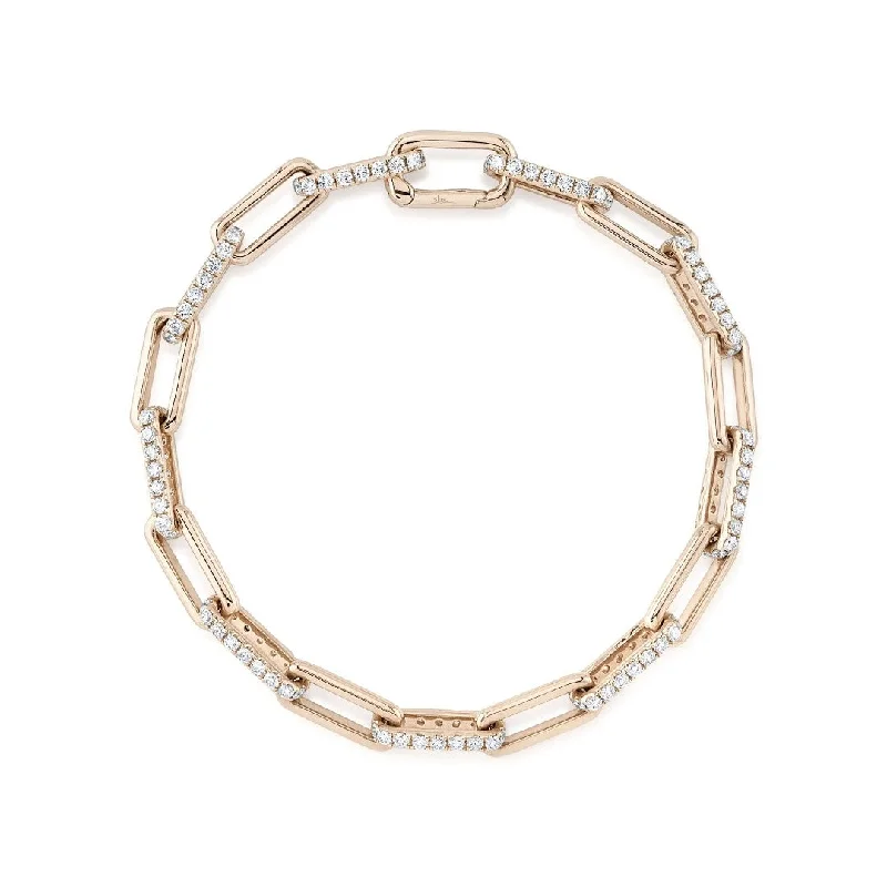 Shy Creation Diamond Paperclip Link Bracelet in Rose Gold