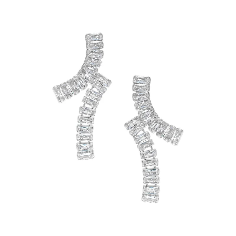 Victoria Townsend Silver Plated Double Cubic Zirconia Linear Earrings - Clear