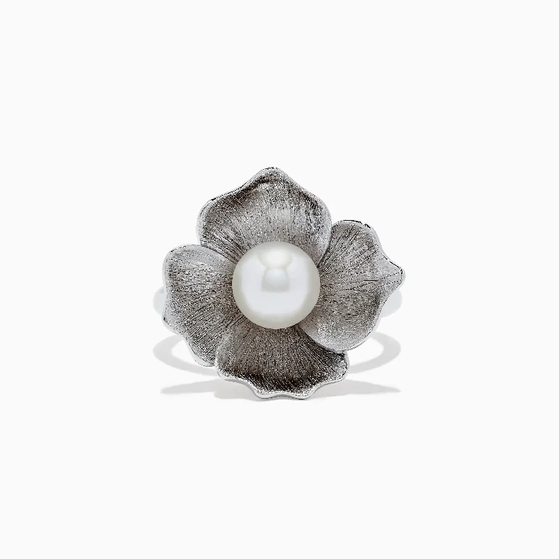 925 Sterling Silver Cultured Fresh Water Pearl Flower Ring