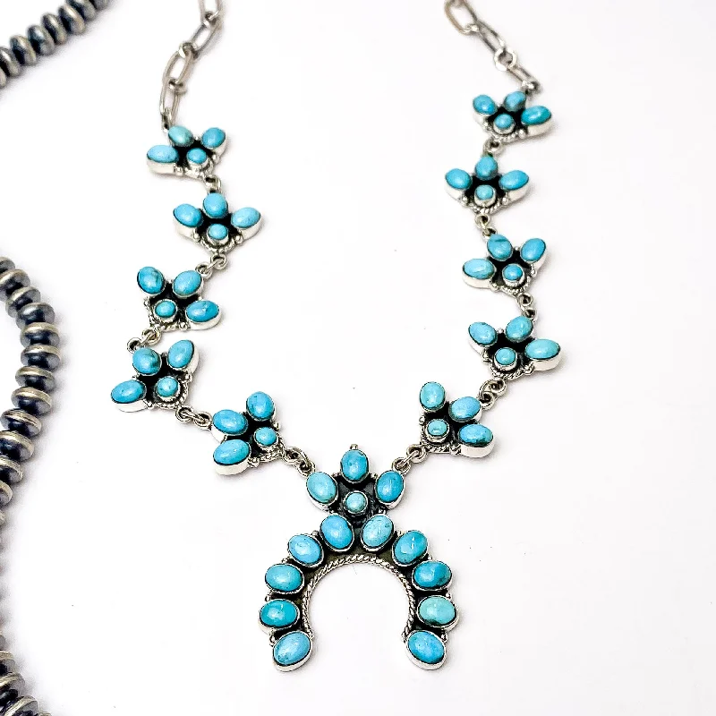 Hada Collection | Handmade Sterling Silver and Kingman Turquoise Naja Pendant Necklace