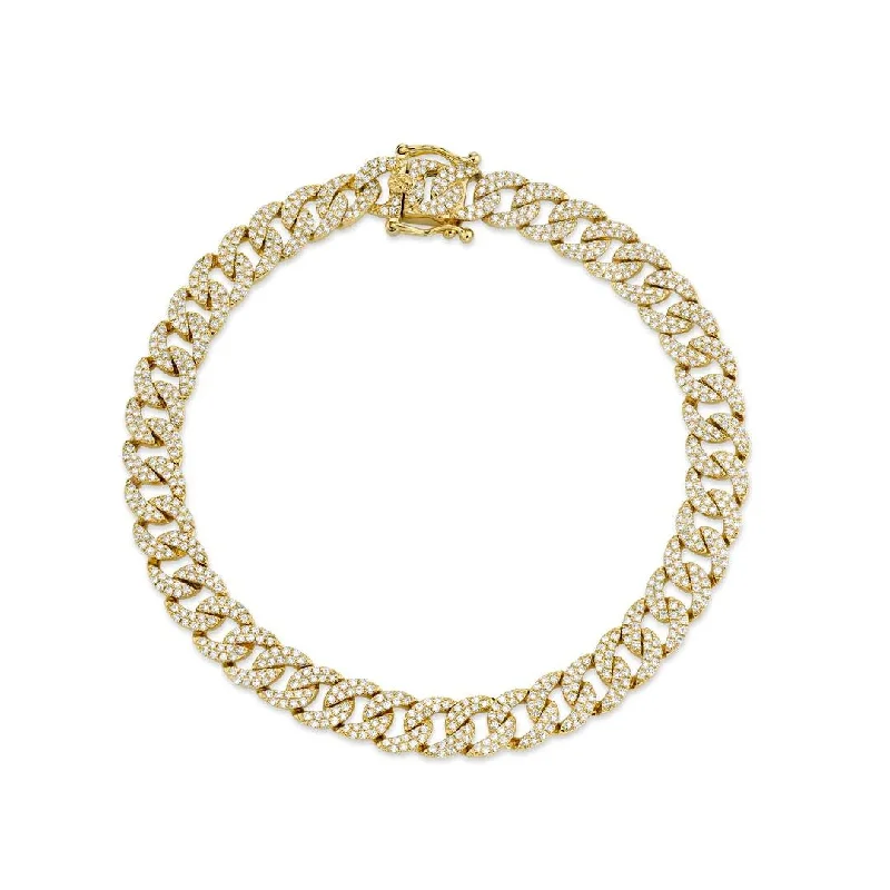 Shy Creation Pave Diamond Cuban Link Bracelet