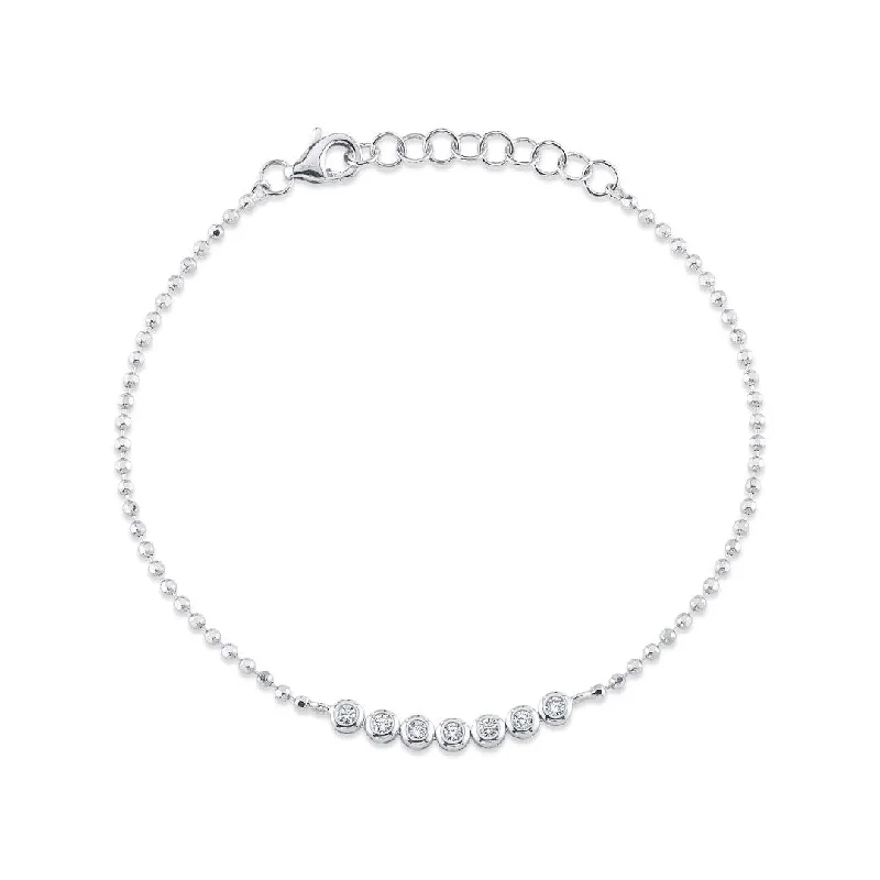 Shy Creation Diamond Bezel Faceted Ball Chain Bracelet