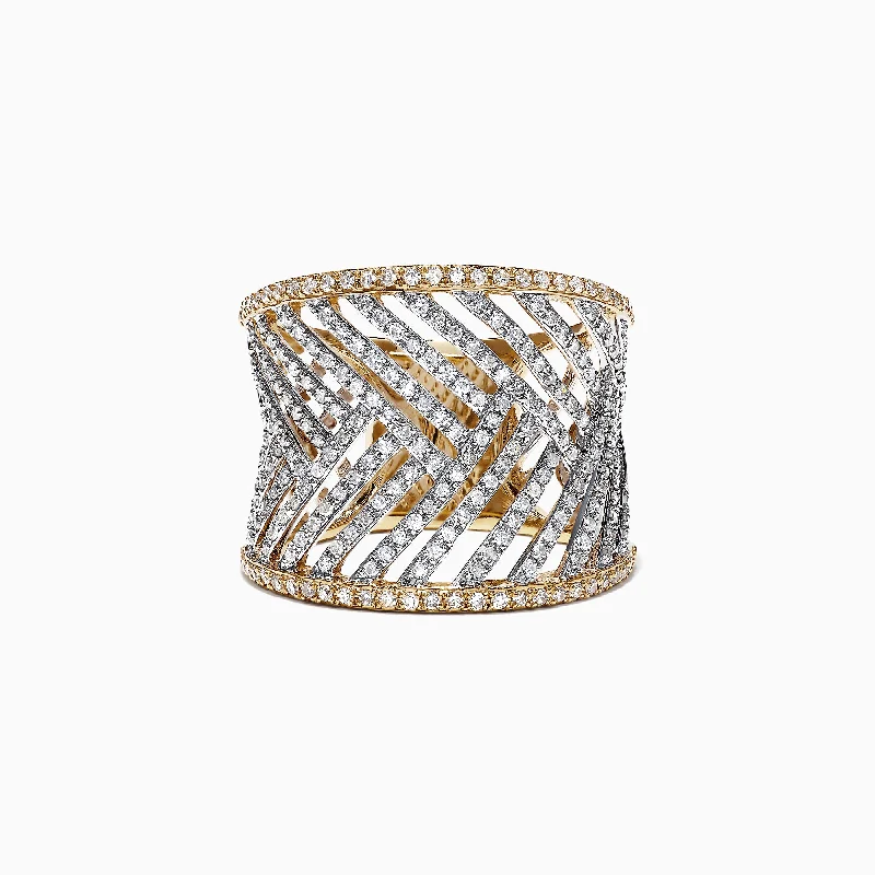 14K Two Tone Gold Diamond Ring, 0.97 TCW