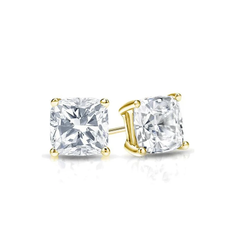 Auriya 14k Gold 1/2ctw Cushion Cut Diamond Stud Earrings(H-1, SI1-SI2)