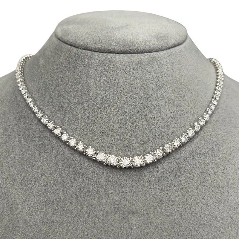 18k White Gold Round Diamond Graduated Tennis Necklace 10.37ctw G SI1 16"