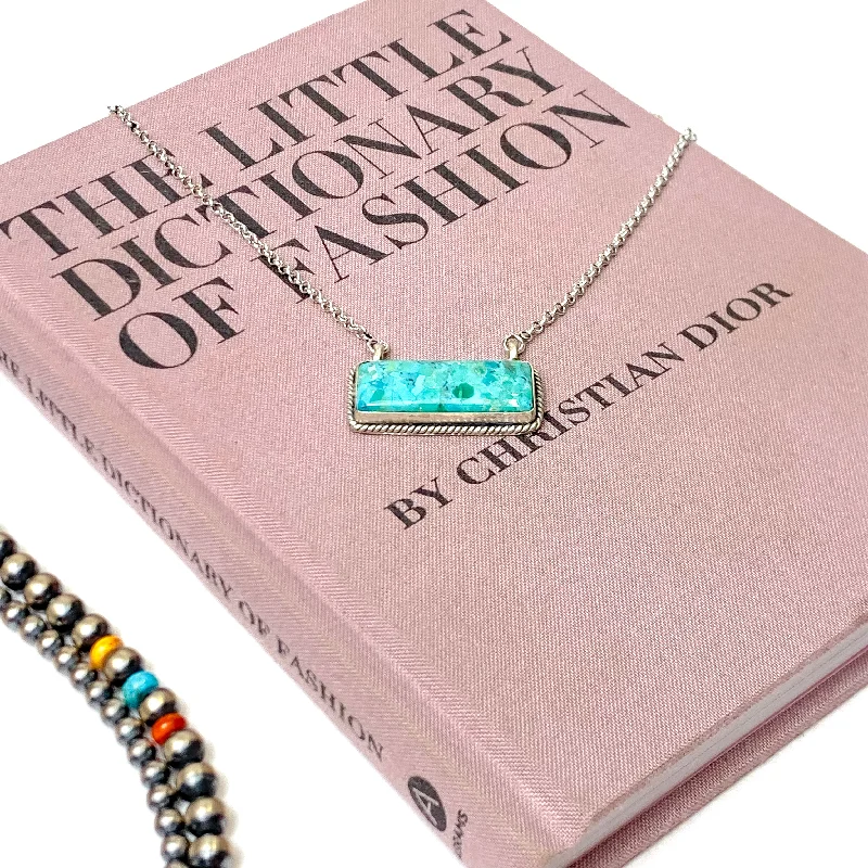 Hada Collection | Handmade Sterling Silver Kingman Turquoise Bar Pendant Necklace