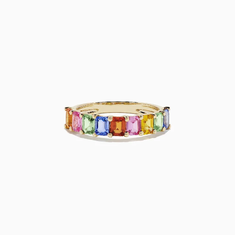 Watercolors 14K Yellow Gold Multi Sapphire Ring, 2.22 TCW