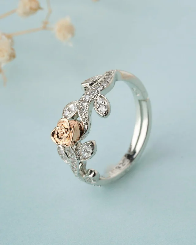 925 Sterling Silver Beautiful Rose Ring R01586