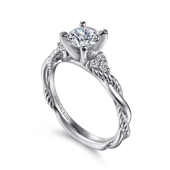 Gabriel & Co. "Catalina" Twisted Engagement Ring Semi-Mounting 14K White Gold