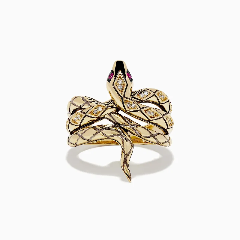 Safari 14K Yellow Gold Diamond Snake Ring