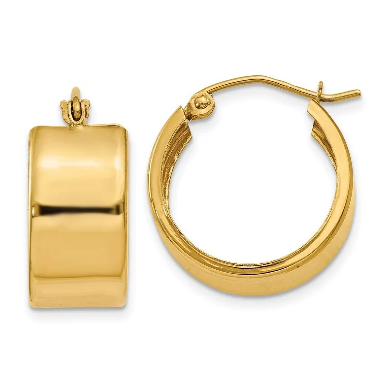 Curata 10k Yellow Gold Polished 15x8.25mm Flat Wide Hoop Earrings