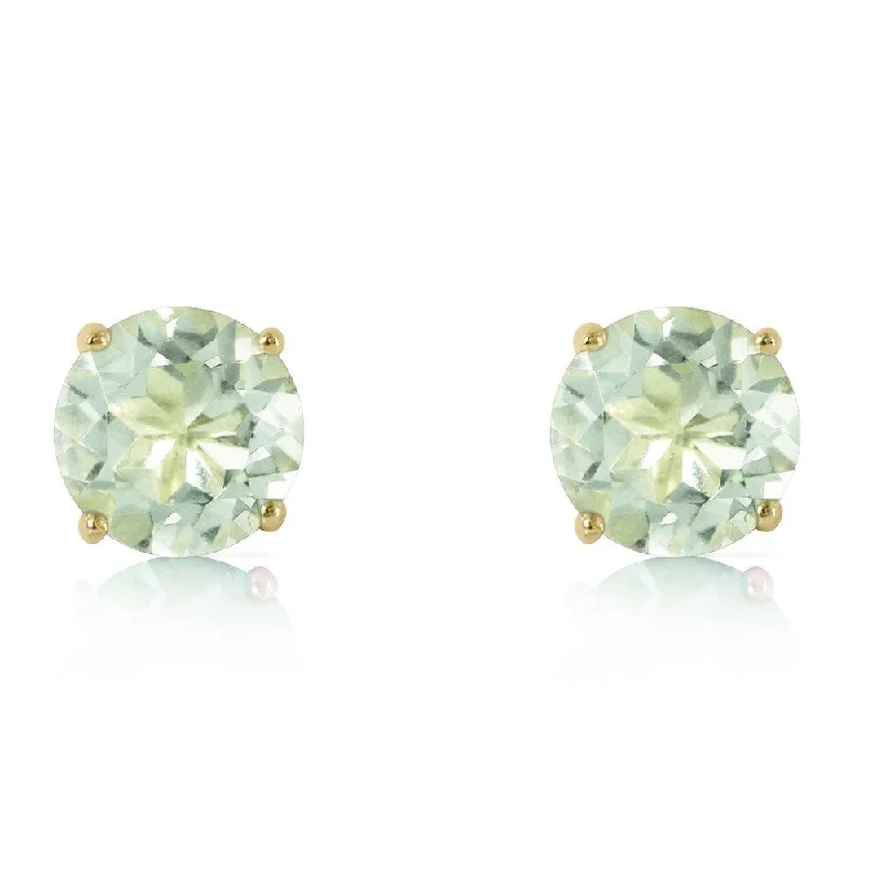 3.1 Carat 14K Solid Gold Stud Earrings Natural Green Amethyst