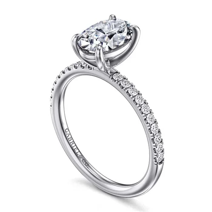 Gabriel & Co. "Twain" Oval Center Diamond Engagement Ring Semi-Mounting in 14K White Gold