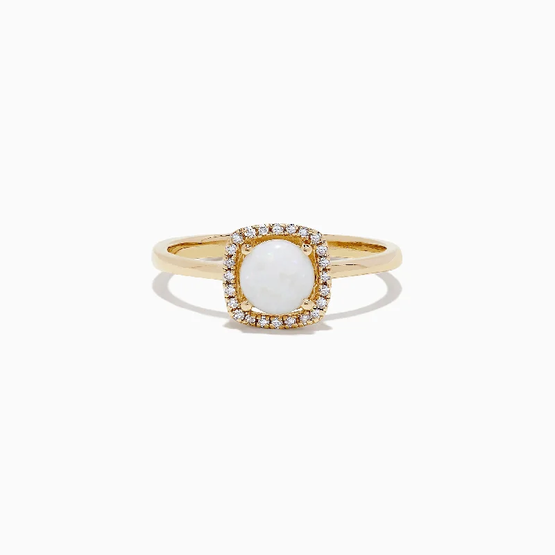 Aurora 14K Yellow Gold Opal and Diamond Ring, 0.62 TCW